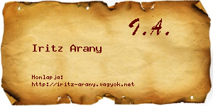 Iritz Arany névjegykártya